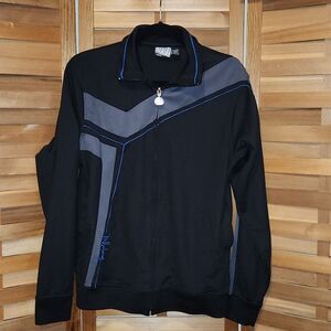 Billabong Black Blue Jacket Women M Full Zipper Cotton Polyester